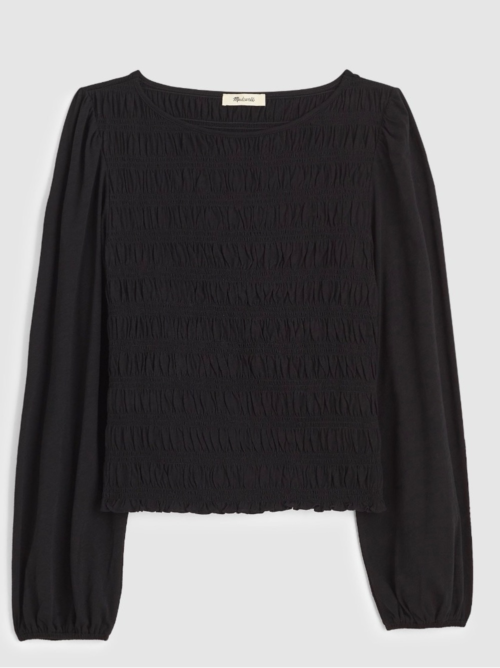 Smocked Long-Sleeve Women's Top NWT by Madewell - Black